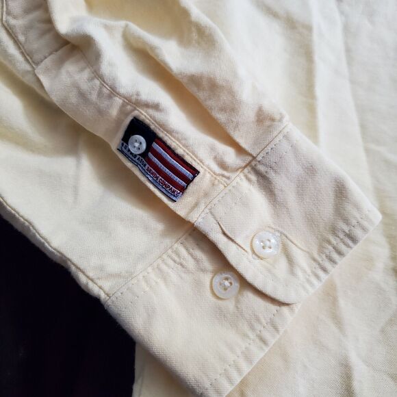 US Polo ASSN Mens Button Up Shirt Yellow Size XL Cotton Long Sleeve Collar Logo - Picture 10 of 12